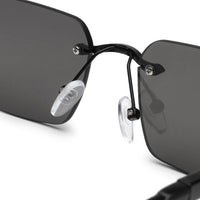 Veyra | Black Medium Rim Less Rectangle Sunglasses for Men [UV-protected]