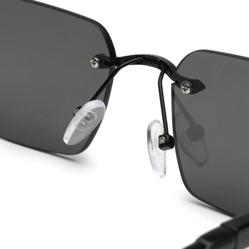 Veyra | Black Medium Rim Less Rectangle Sunglasses for Men [UV-protected]