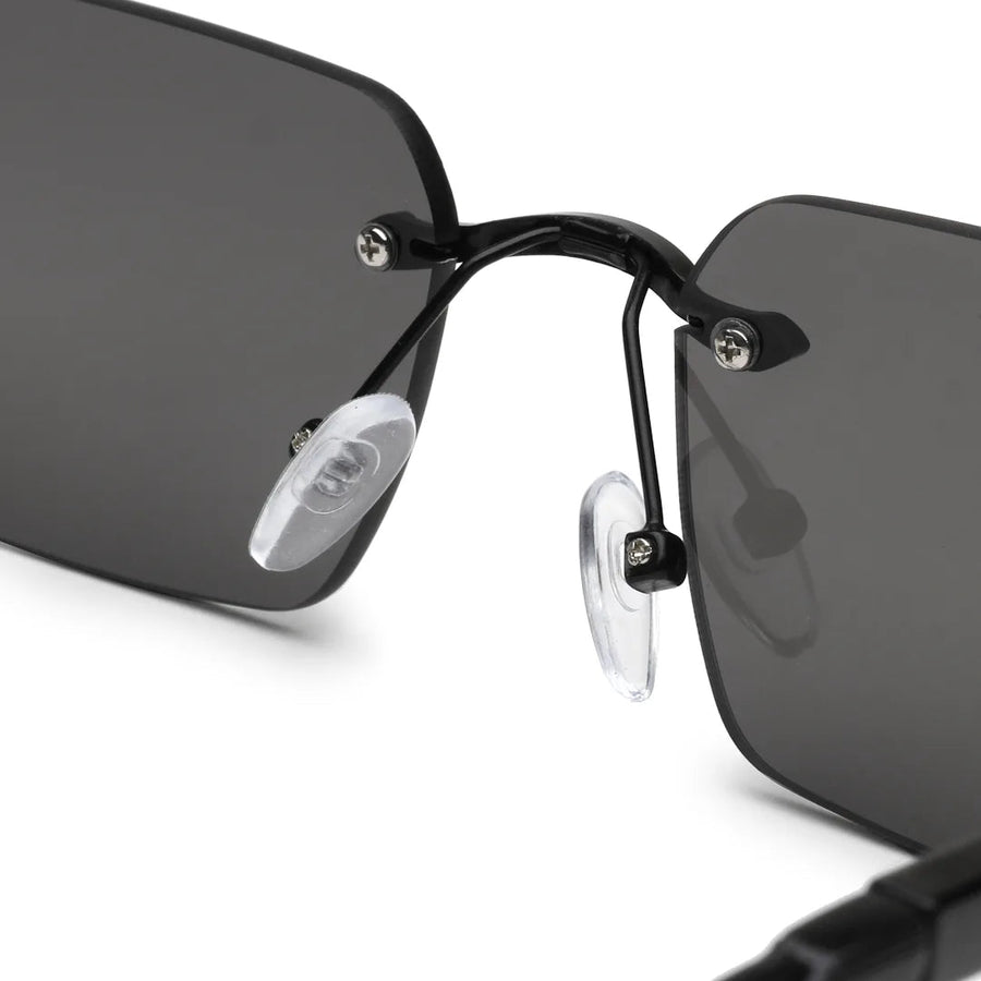 Veyra | Black Medium Rim Less Rectangle Sunglasses for Men [UV-protected]