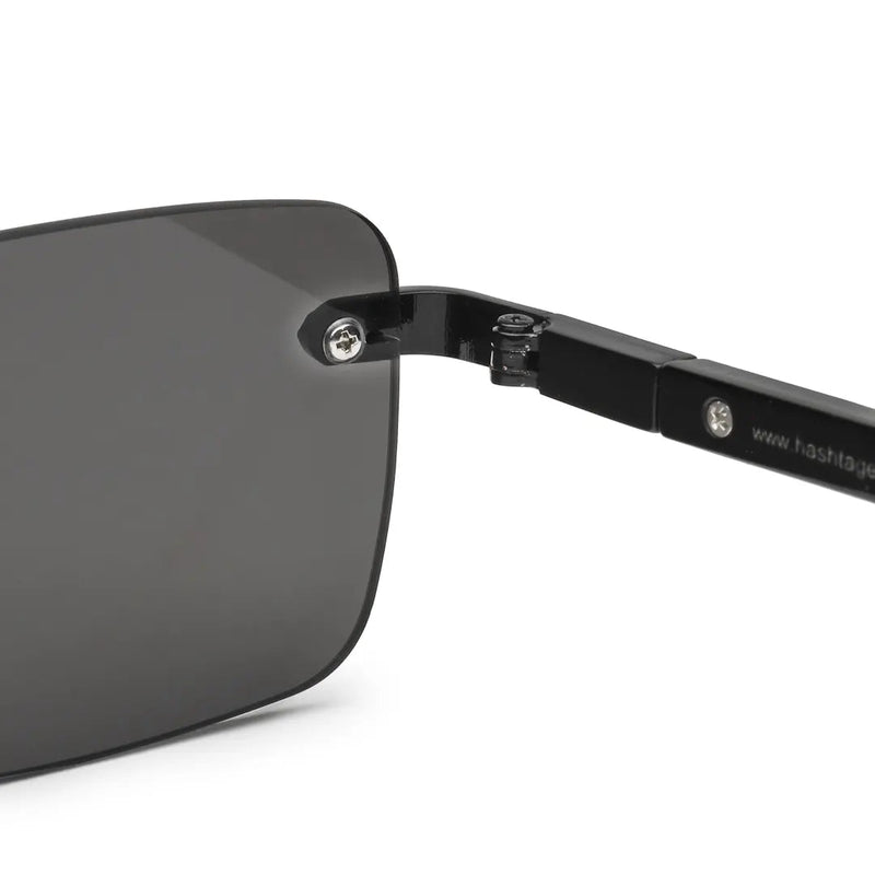 Veyra | Black Medium Rim Less Rectangle Sunglasses for Men [UV-protected]
