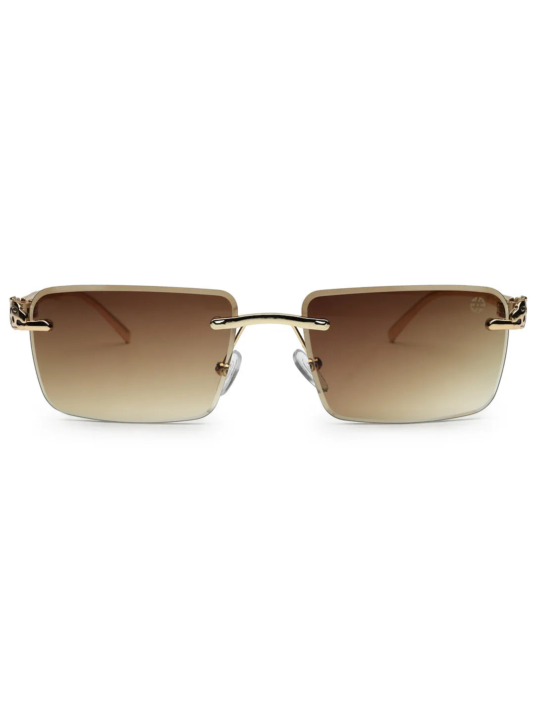 Clyra | Gradient Brown Medium Rim Less Square Sunglasses for Men [UV-protected]