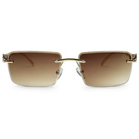 Clyra | Gradient Brown Medium Rim Less RECTANGLE Sunglasses for Men [UV-protected]