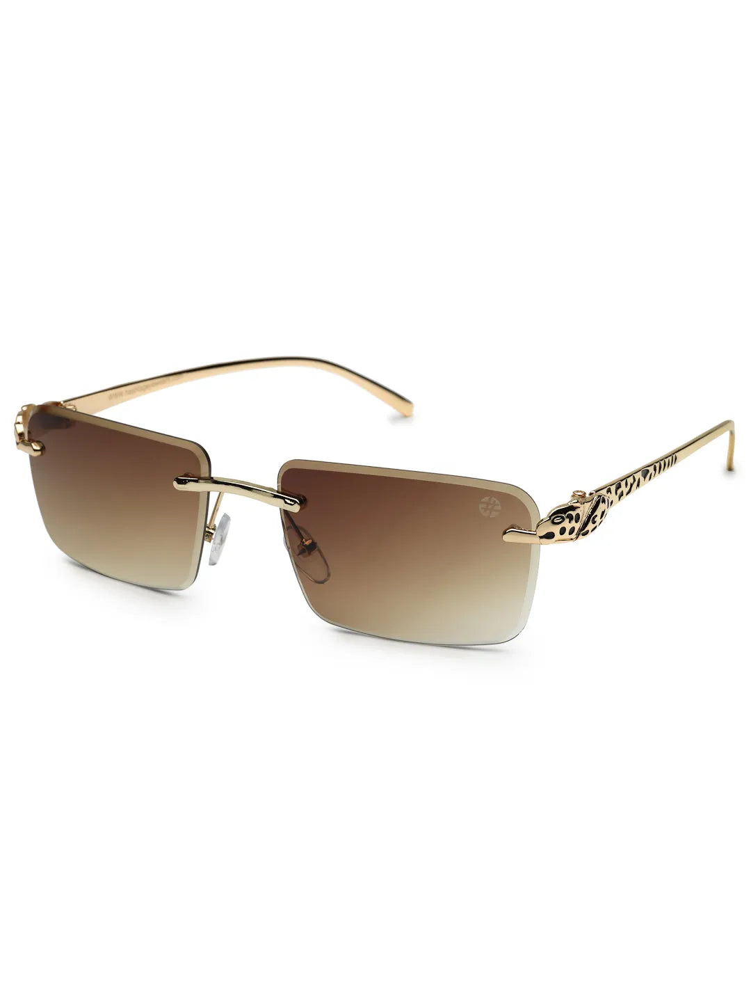 Clyra | Gradient Brown Medium Rim Less Square Sunglasses for Men [UV-protected]