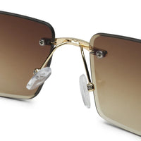 Clyra | Gradient Brown Medium Rim Less RECTANGLE Sunglasses for Men [UV-protected]