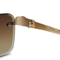 Clyra | Gradient Brown Medium Rim Less RECTANGLE Sunglasses for Men [UV-protected]