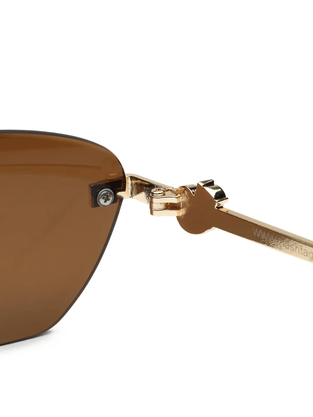 Pyrion | Brown Medium Rim Less Rectangle Sunglasses for Men [UV-protected]