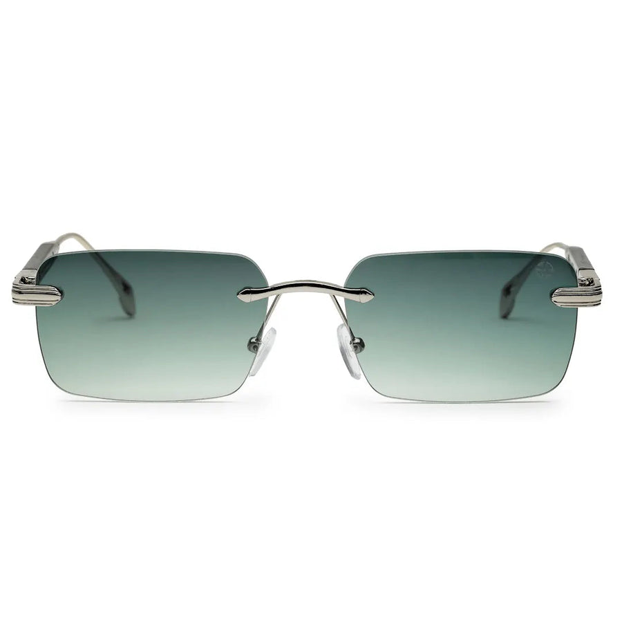 Veyra | Green Medium Rim Less Rectangle Sunglasses for Men [UV-protected]