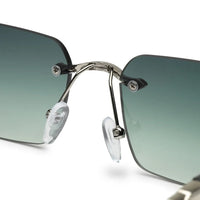 Veyra | Green Medium Rim Less Rectangle Sunglasses for Men [UV-protected]