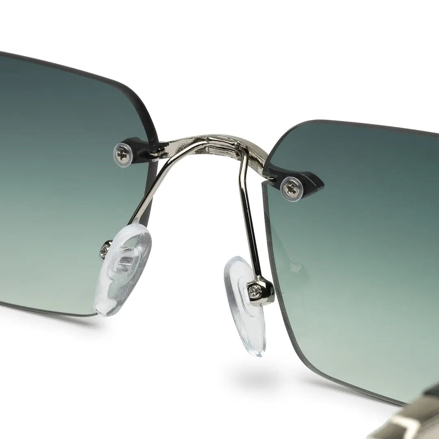 Veyra | Green Medium Rim Less Rectangle Sunglasses for Men [UV-protected]