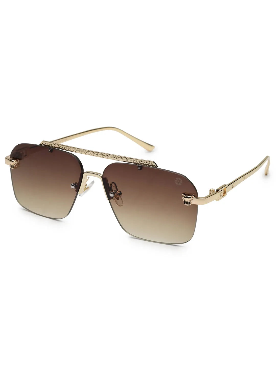 Pyre | Gradient Brown Medium Rim Less Square Sunglasses for Men [UV-protected]