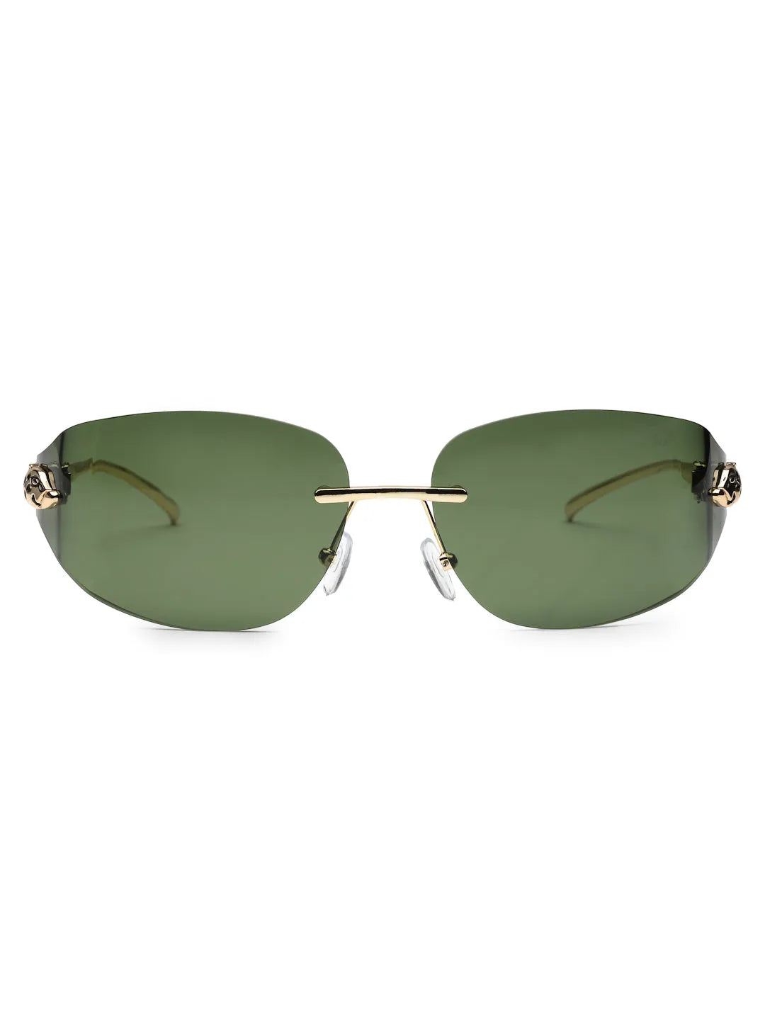Valtrix | Green Medium Rim Less Oval Sunglasses for Men [UV-protected]