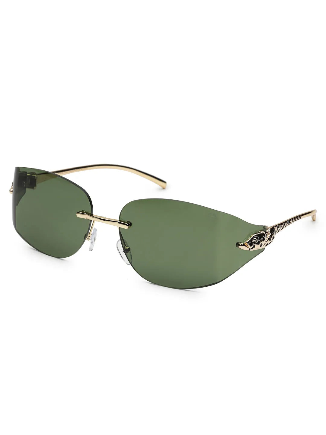 Valtrix | Green Medium Rim Less Oval Sunglasses for Men [UV-protected]