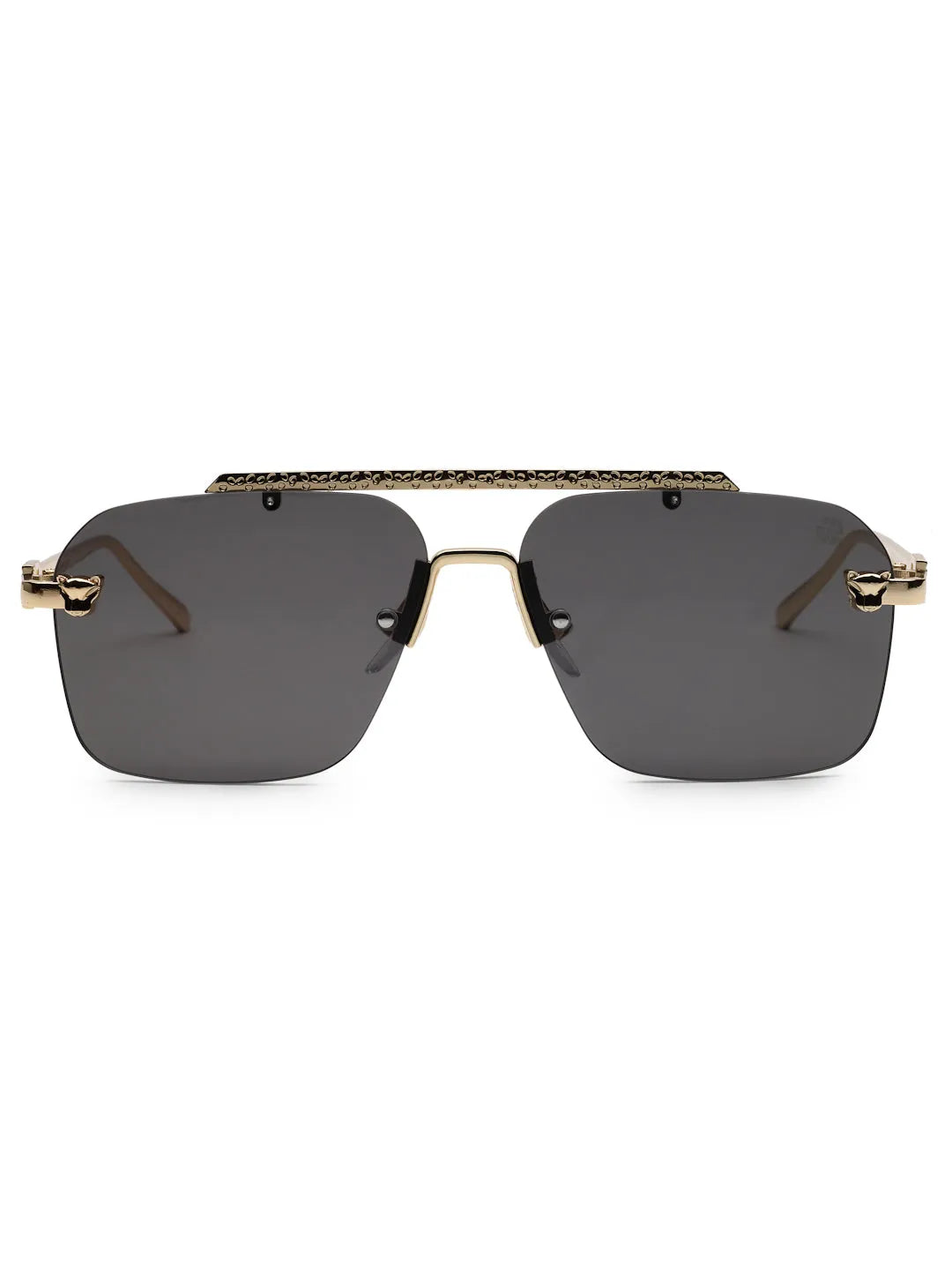 Pyre | Gradient Grey & Black Medium Rim Less Square Sunglasses for Men [UV-protected]
