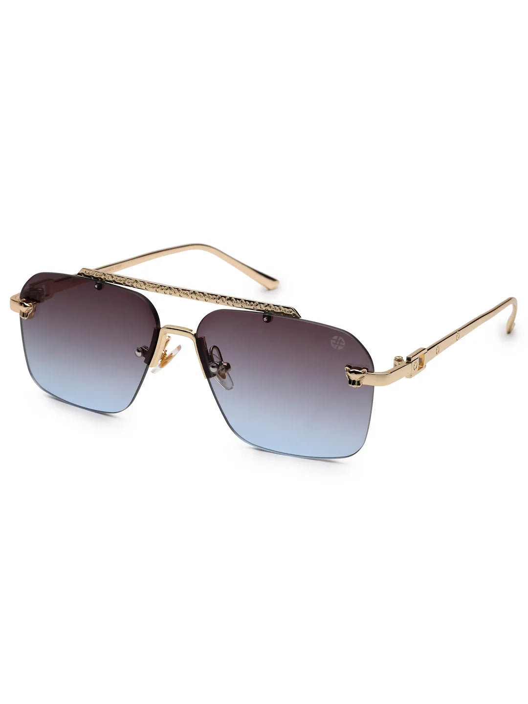 Pyre | Black Medium Rim Less Square Sunglasses for Men [UV-protected]