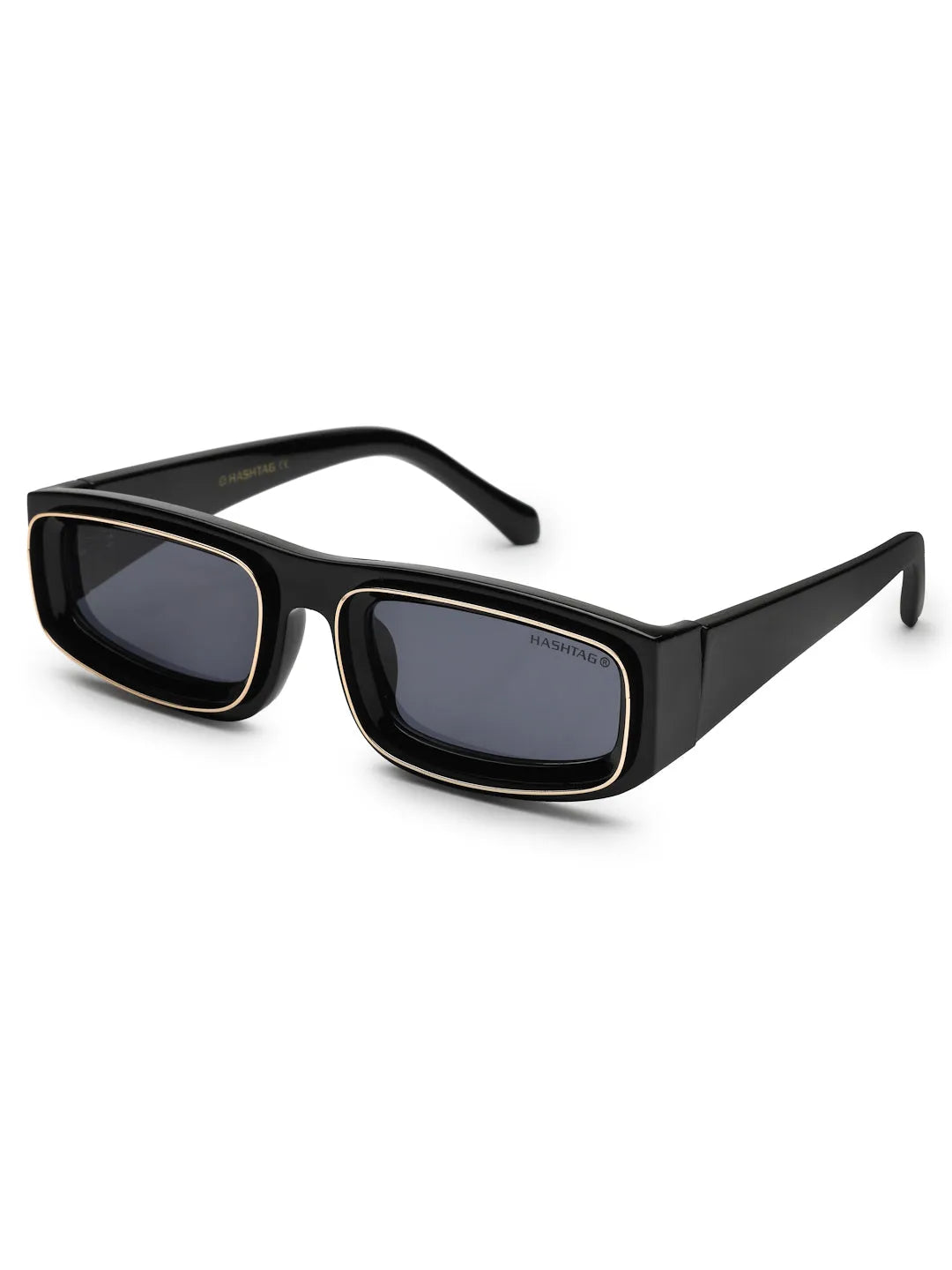 Crystix | Black Small Full Rim Rectangle Sunglasses for Men & Women [UV-protected]