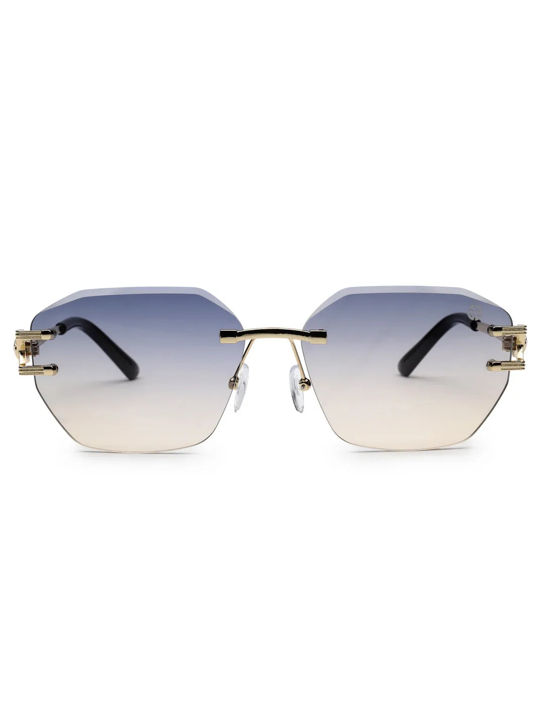 Valora | Gradient Blue & Brown Medium Rim Less Square Sunglasses for Men [UV-protected]