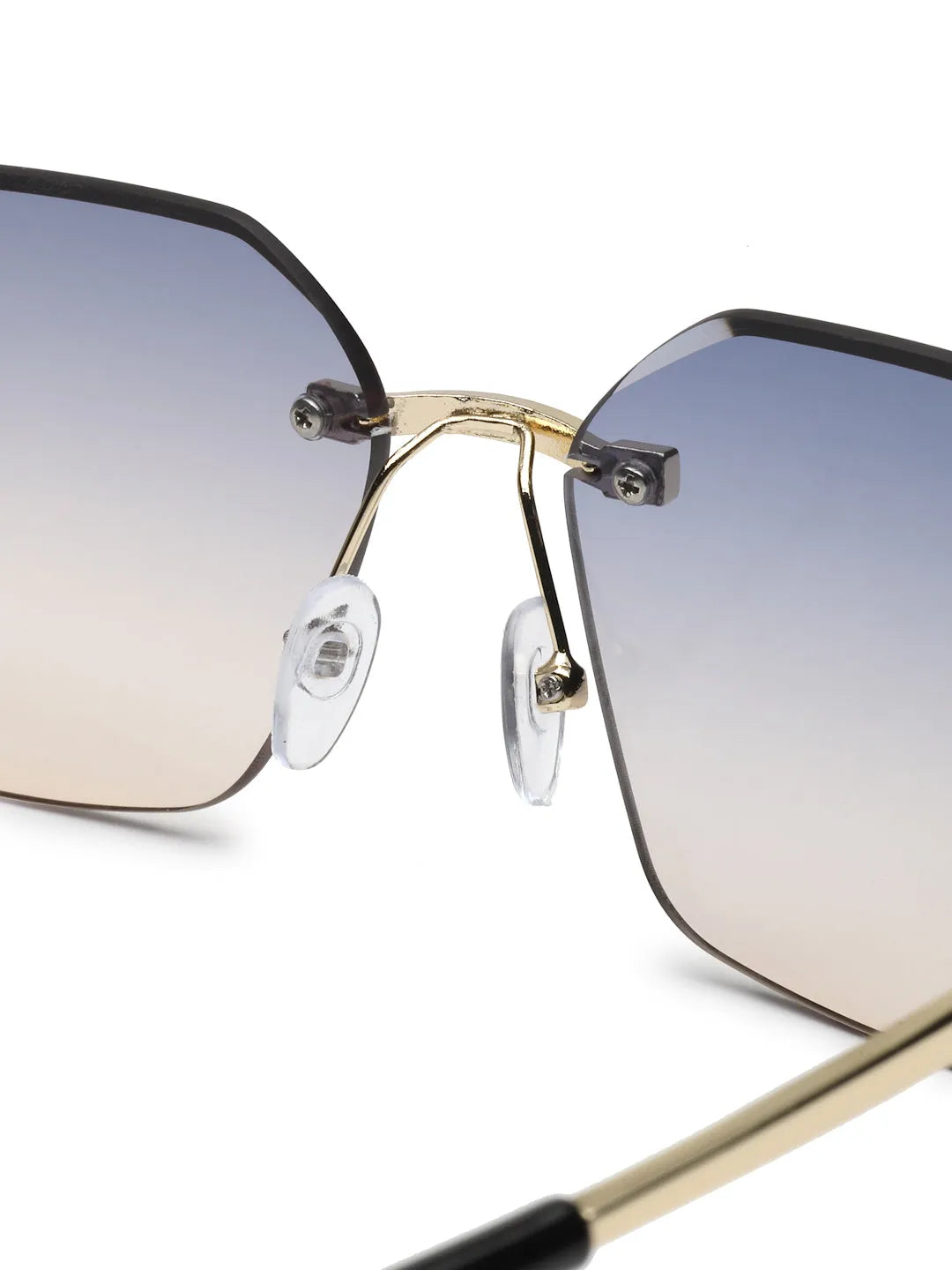 Valora | Gradient Blue & Brown Medium Rim Less Square Sunglasses for Men [UV-protected]