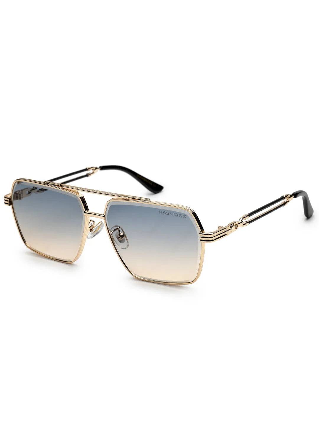 Orbital | Golden Black Medium Full Rim Rectangle Sunglasses for Men & Women [UV-protected]