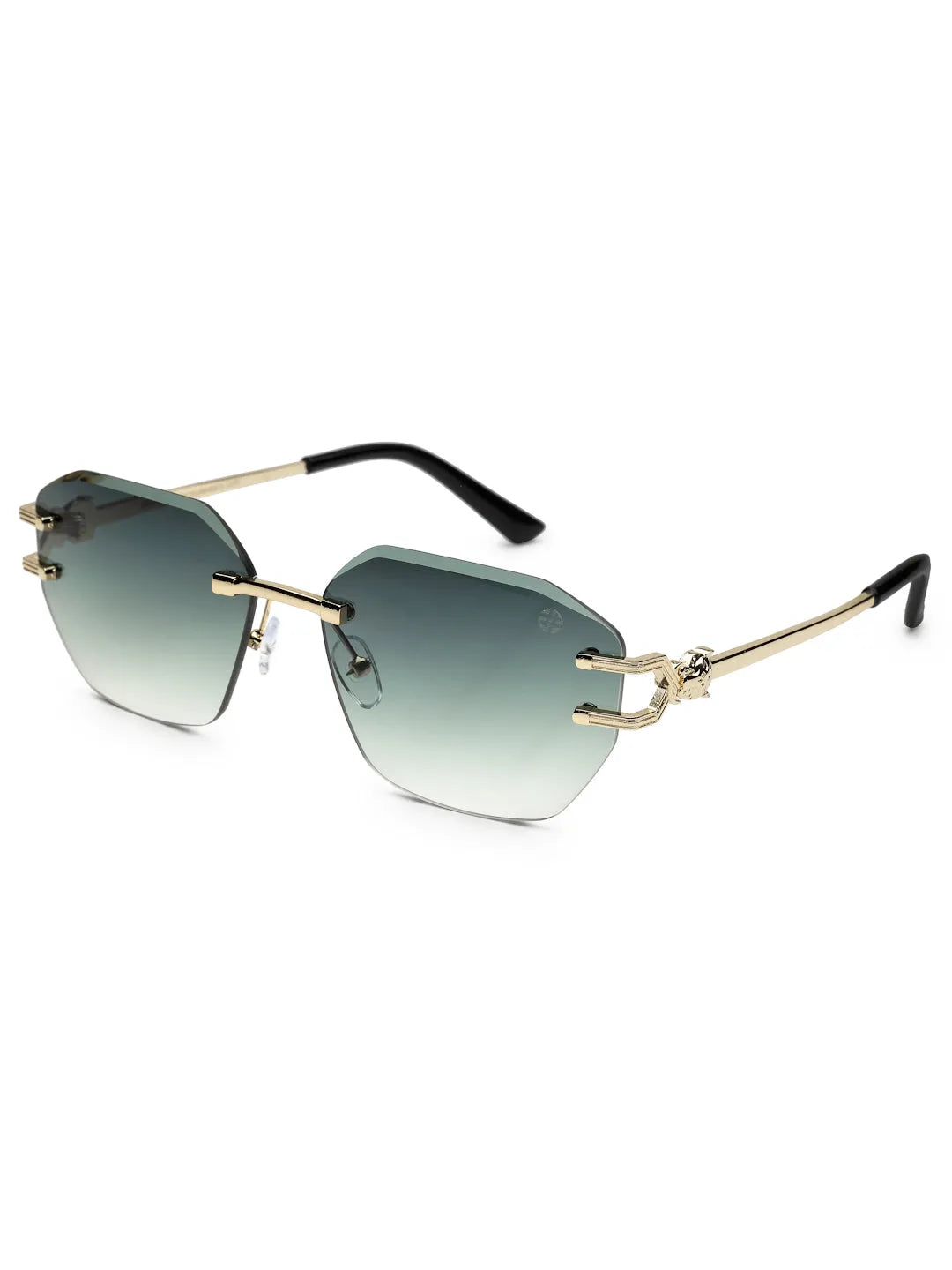 Valora | Gradient Green Medium Rim Less Square Sunglasses for Men [UV-protected]