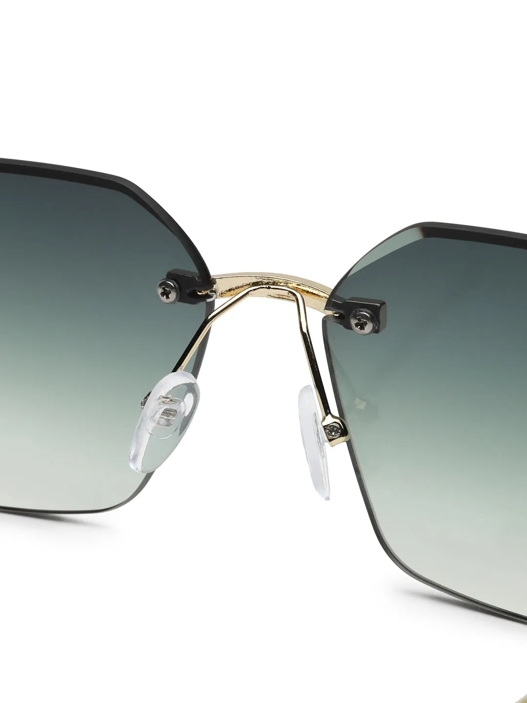 Valora | Gradient Green Medium Rim Less Square Sunglasses for Men [UV-protected]