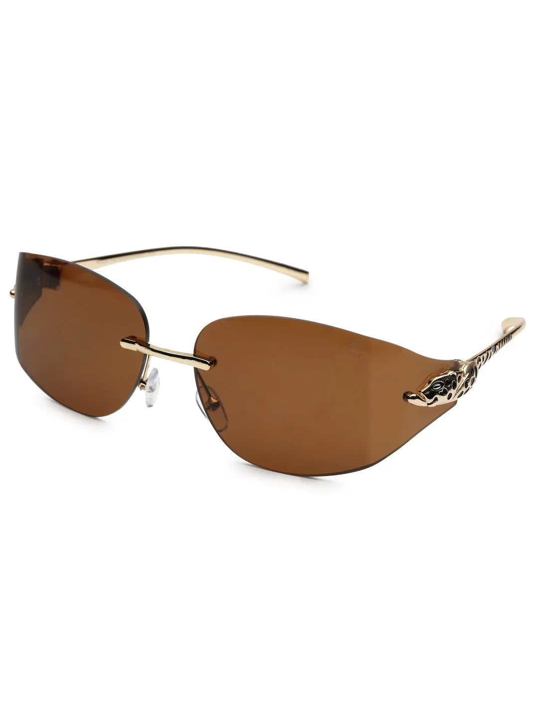 Valtrix | Brown Medium Rim Less Oval Sunglasses for Men [UV-protected]