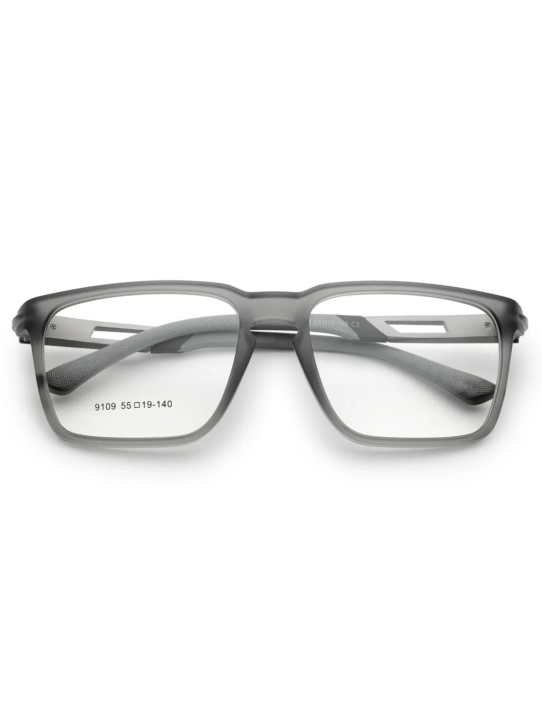 Sporty | Grey Medium Full Rim Square Eyeglasses for Men & Women [Demo Lens]