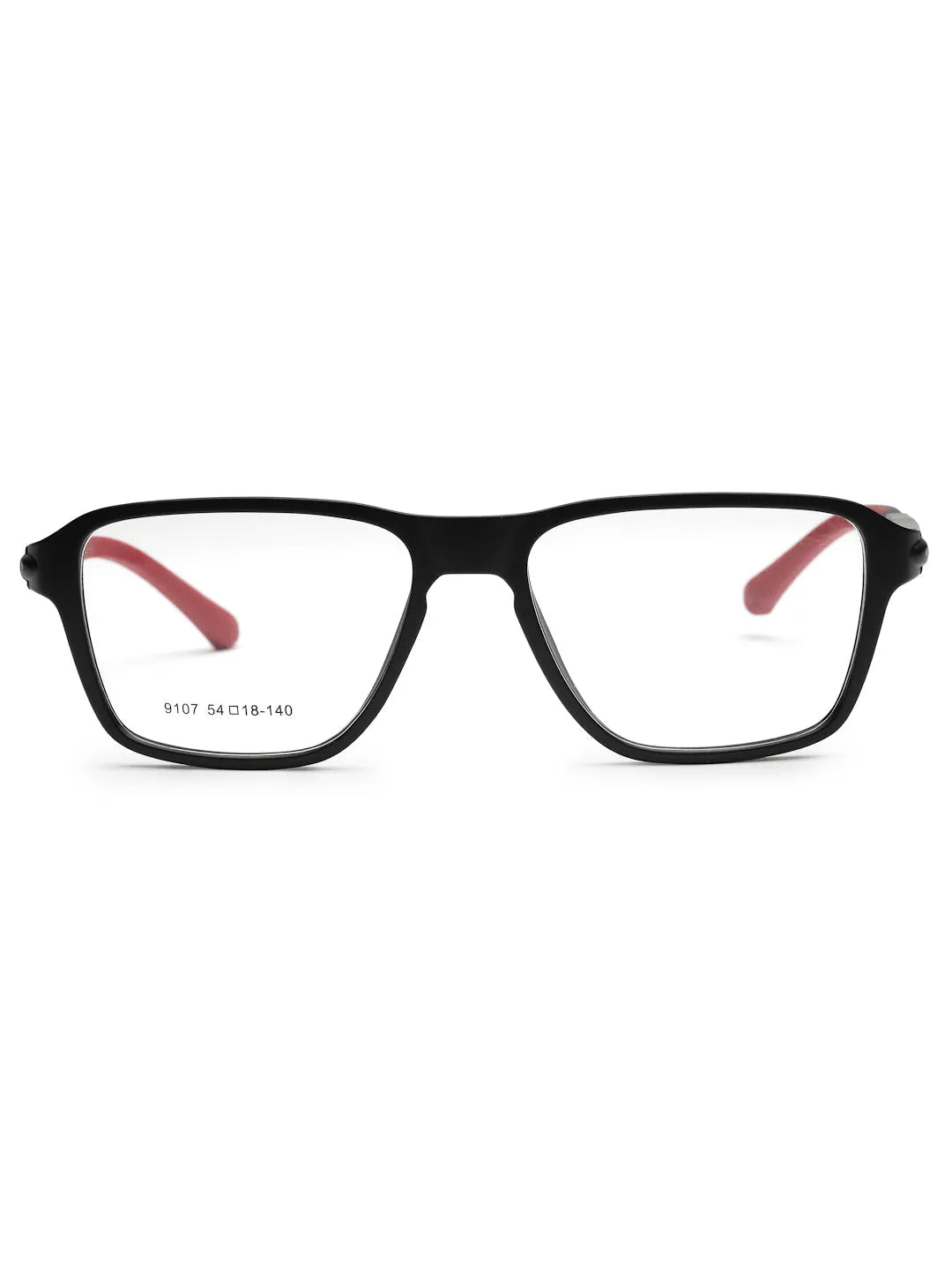 Sporty | Black-Red Medium Full Rim Square Eyeglasses for Men & Women [Demo Lens]