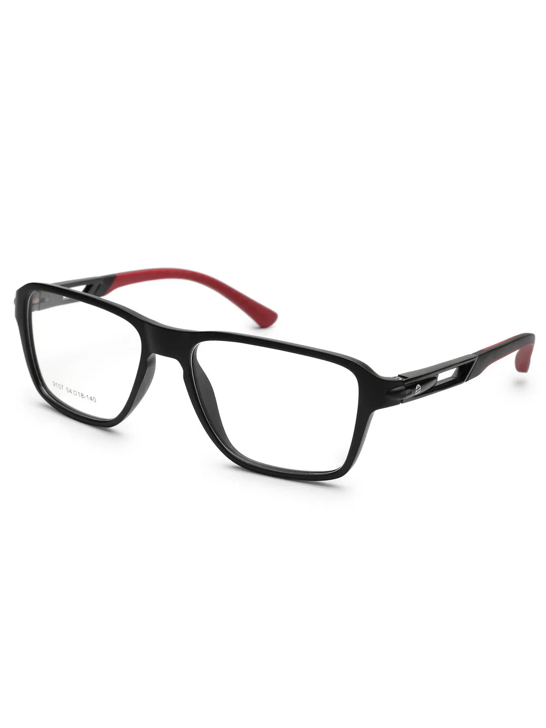 Sporty | Black-Red Medium Full Rim Square Eyeglasses for Men & Women [Demo Lens]