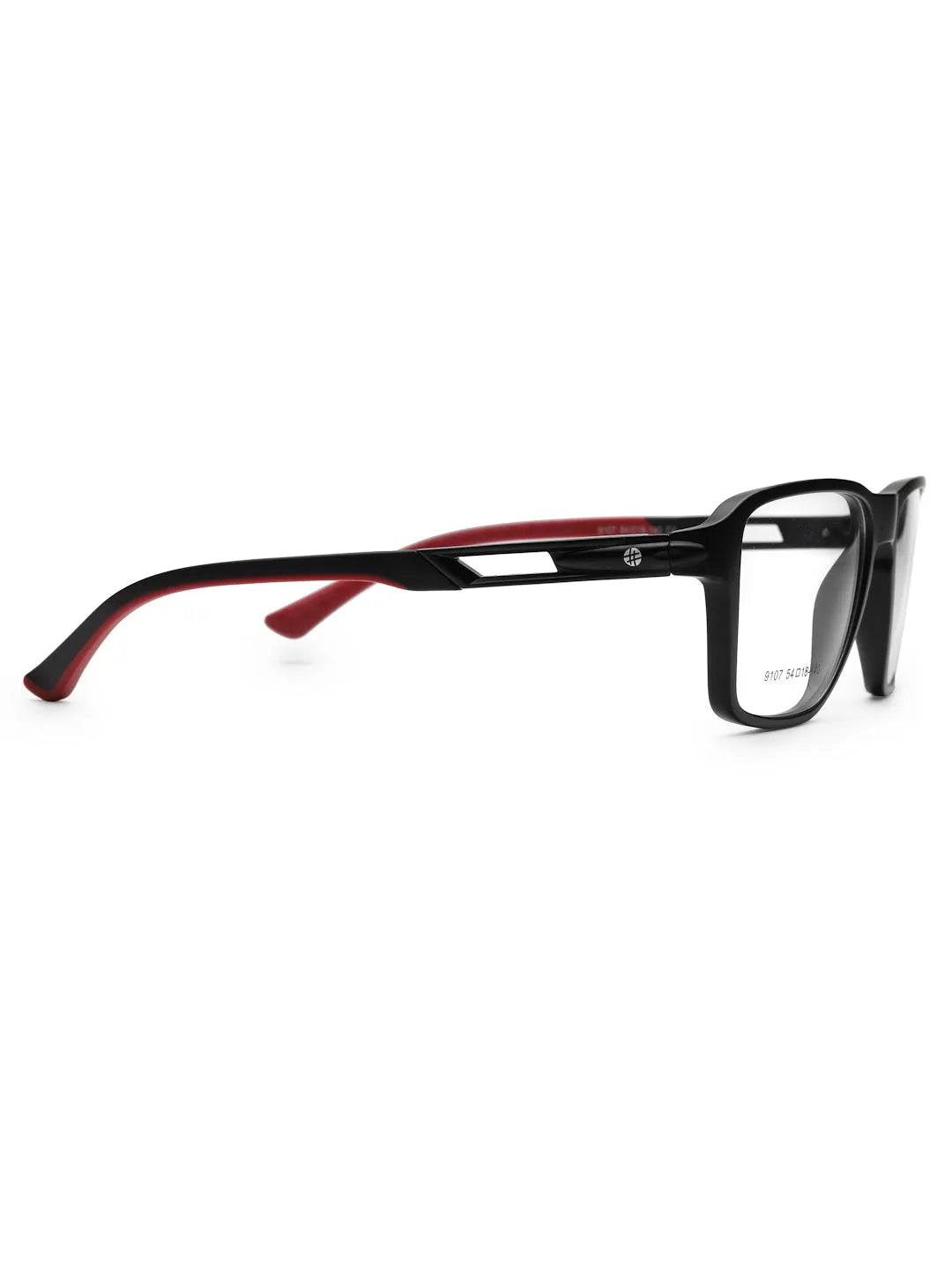 Sporty | Black-Red Medium Full Rim Square Eyeglasses for Men & Women [Demo Lens]