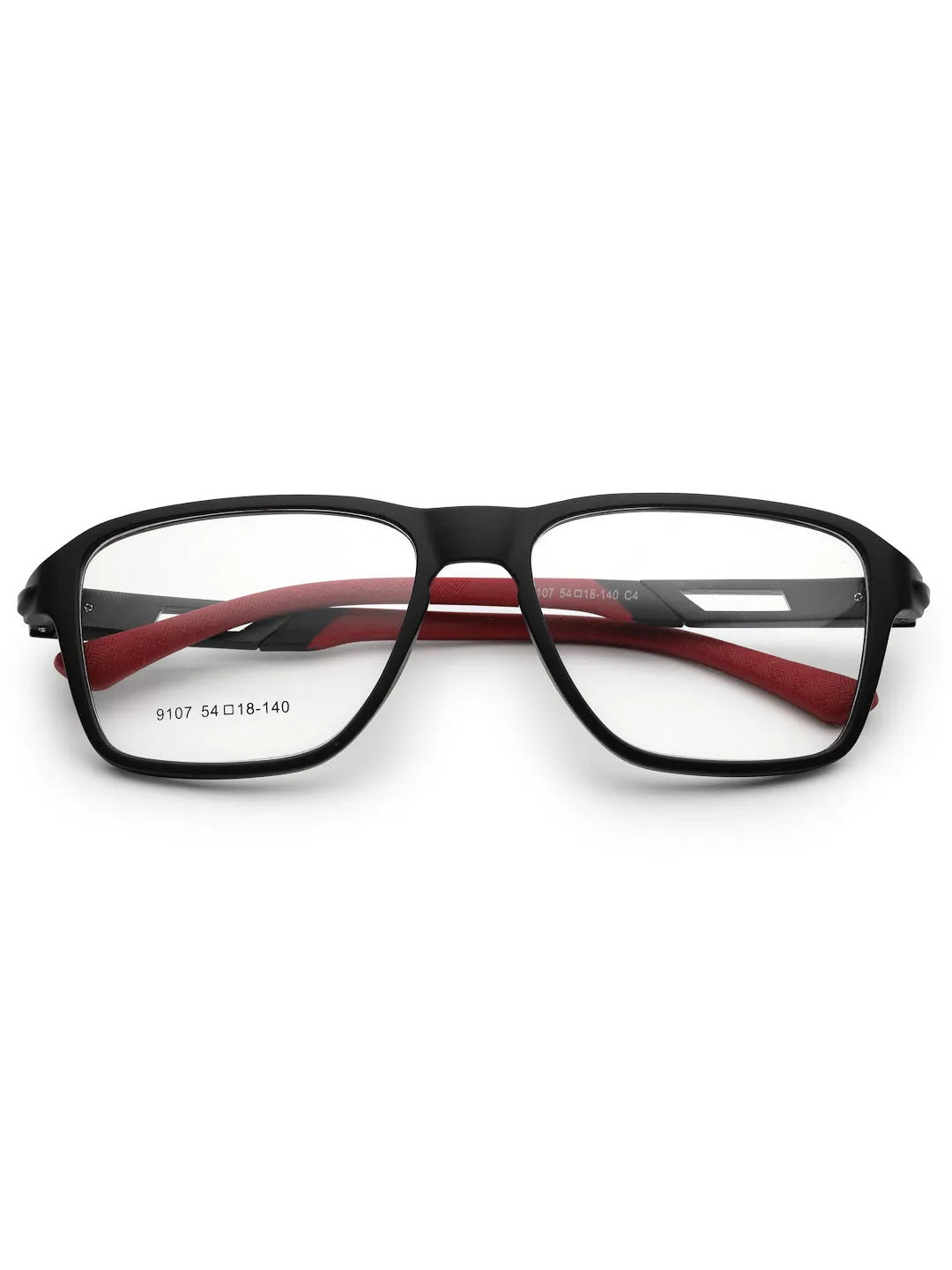 Sporty | Black-Red Medium Full Rim Square Eyeglasses for Men & Women [Demo Lens]