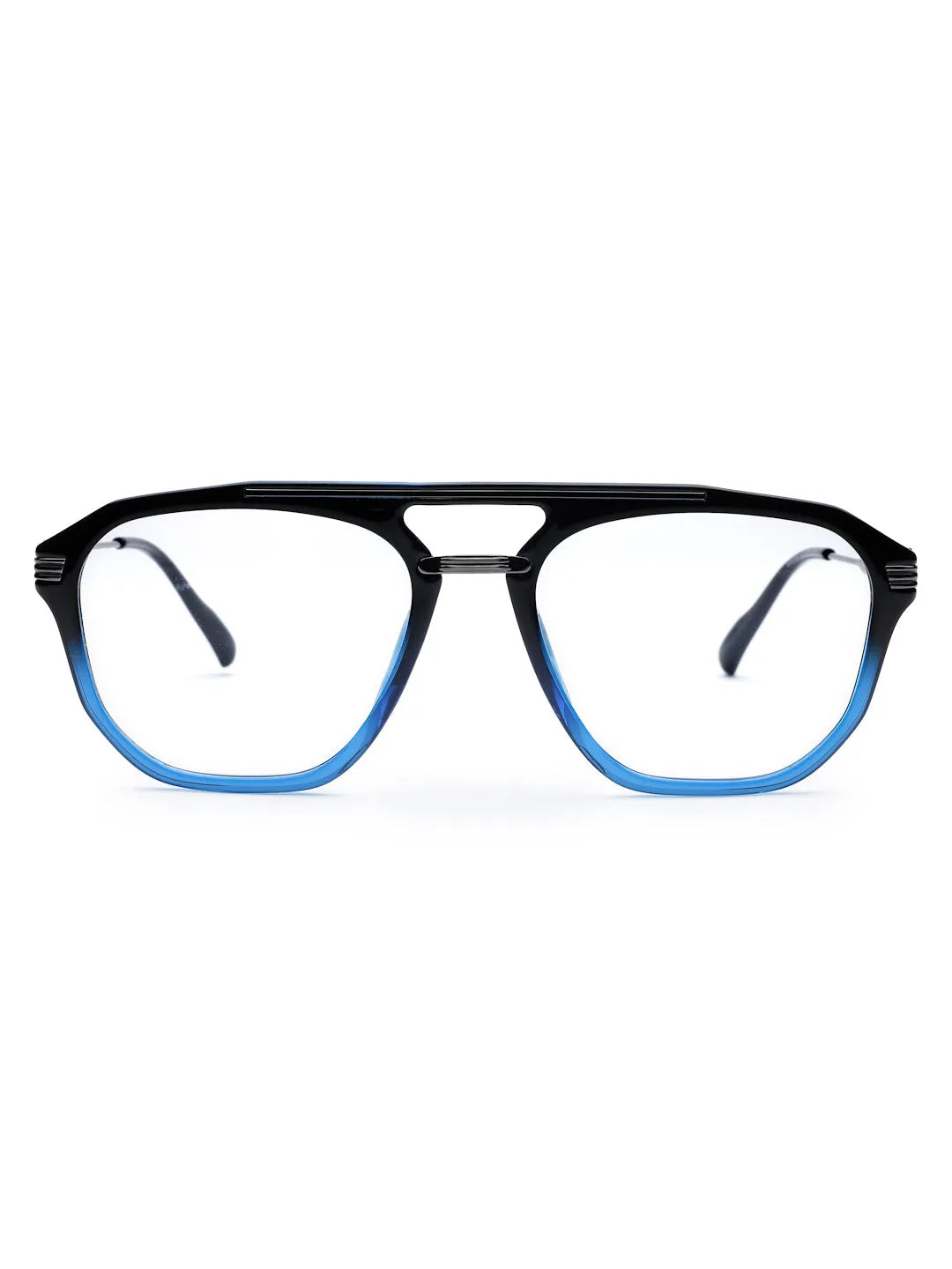 Ray-II | Black Blue Medium Full Rim Square Eyeglasses for Men & Women [Demo Lens]