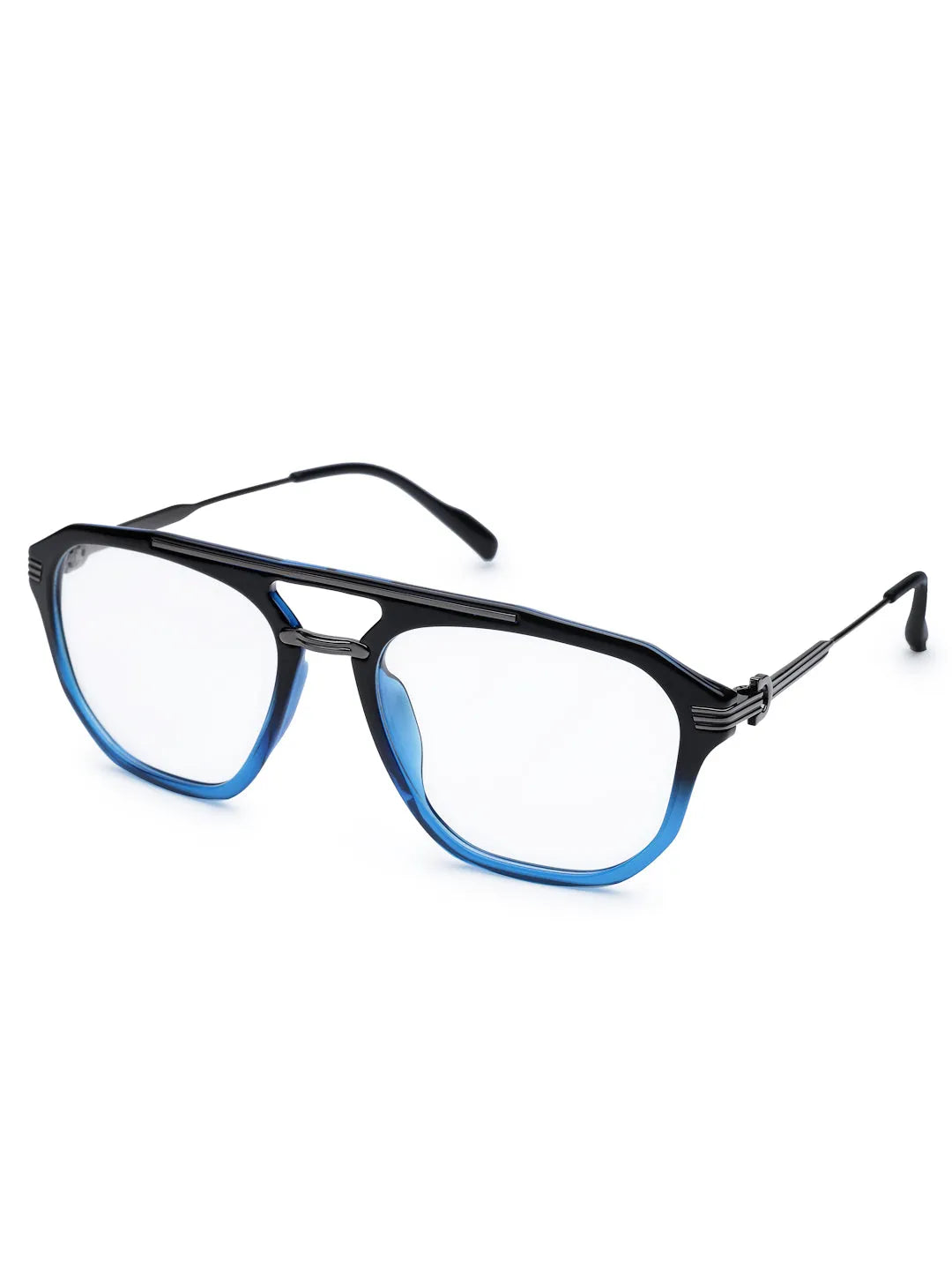 Ray-II | Black Blue Medium Full Rim Square Eyeglasses for Men & Women [Demo Lens]