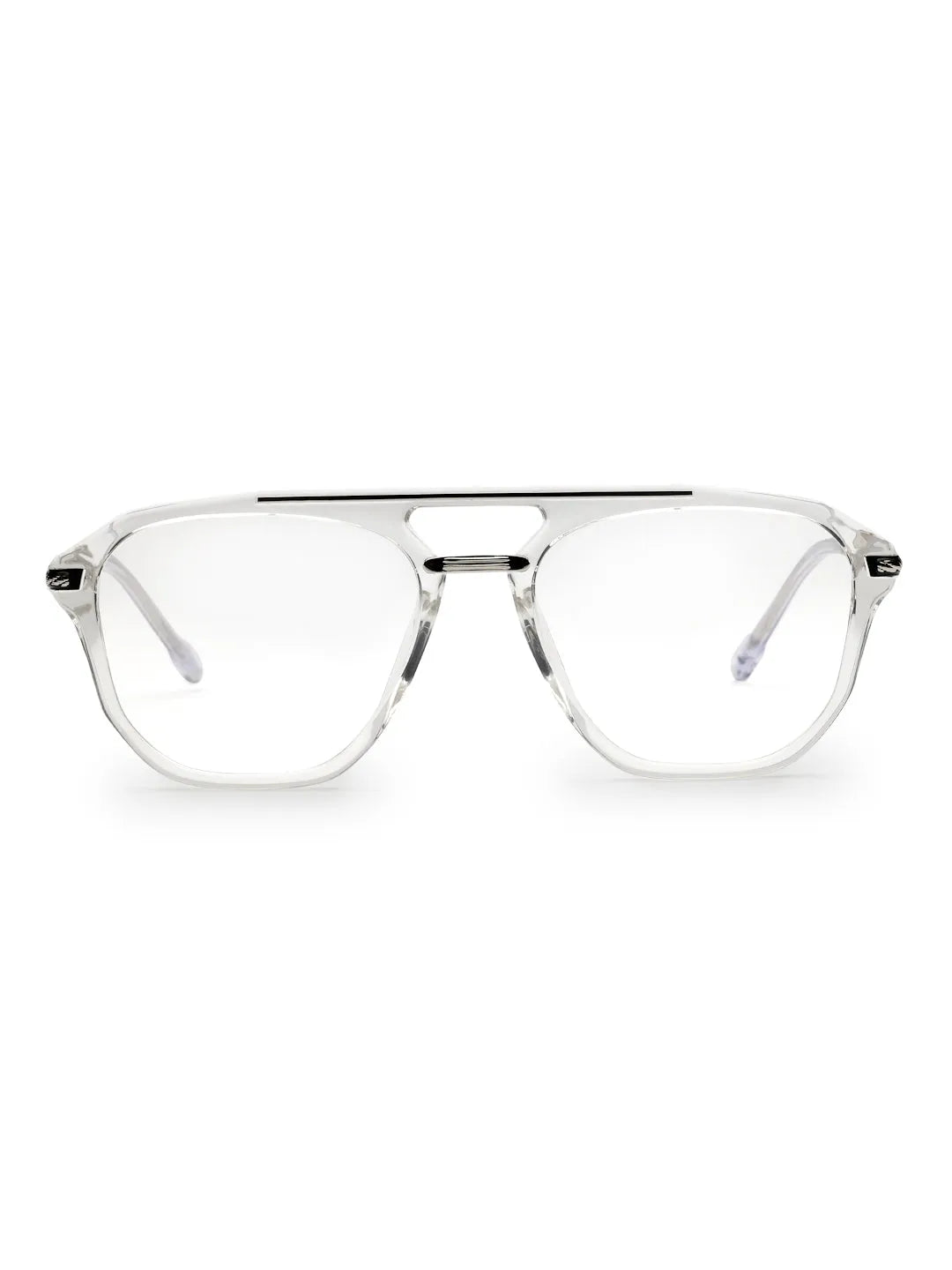 Ray-II | White Transparent Medium Full Rim Square Eyeglasses for Men & Women [Demo Lens]