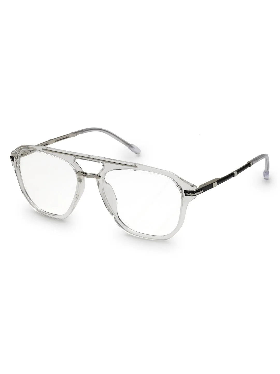 Ray-II | White Transparent Medium Full Rim Square Eyeglasses for Men & Women [Demo Lens]