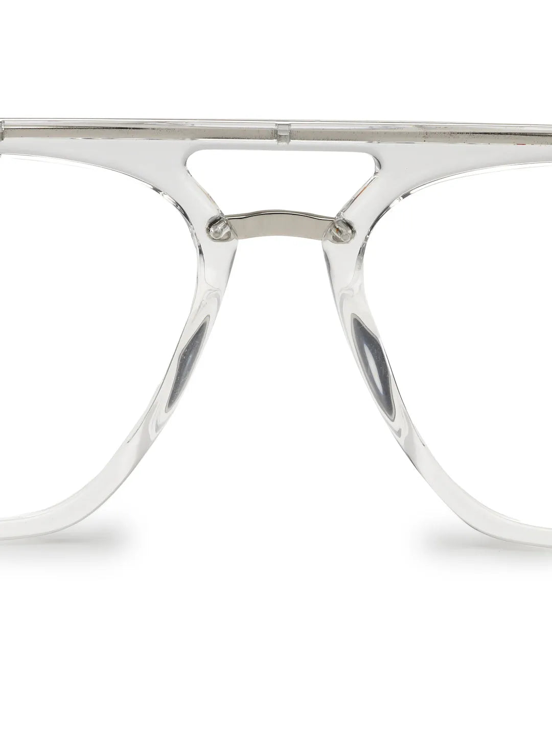 Ray-II | White Transparent Medium Full Rim Square Eyeglasses for Men & Women [Demo Lens]