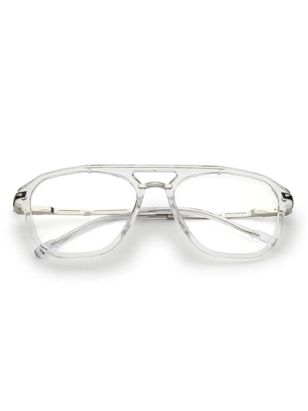 Ray-II | White Transparent Medium Full Rim Square Eyeglasses for Men & Women [Demo Lens]