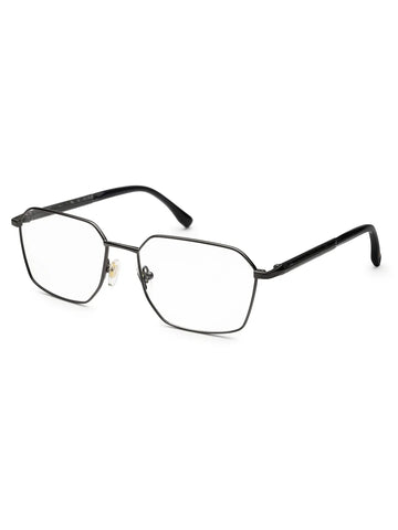 Ray-II | Gun-Grey Medium Full Rim Square Eyeglasses for Men & Women [Demo Lens]