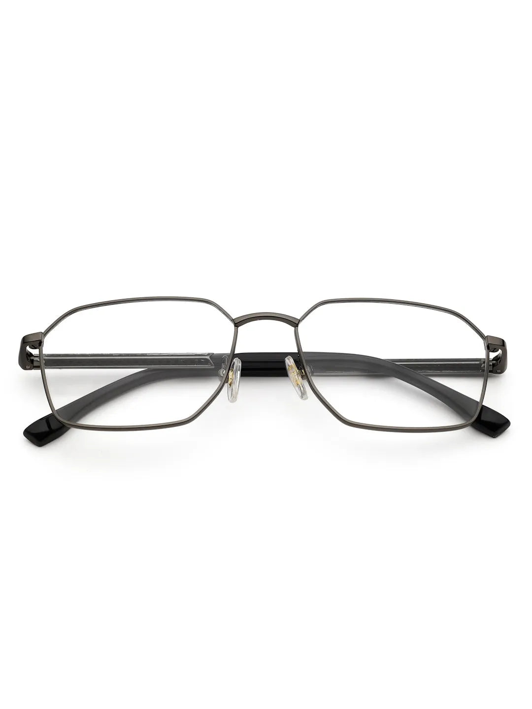 Ray-II | Gun-Grey Medium Full Rim Square Eyeglasses for Men & Women [Demo Lens]