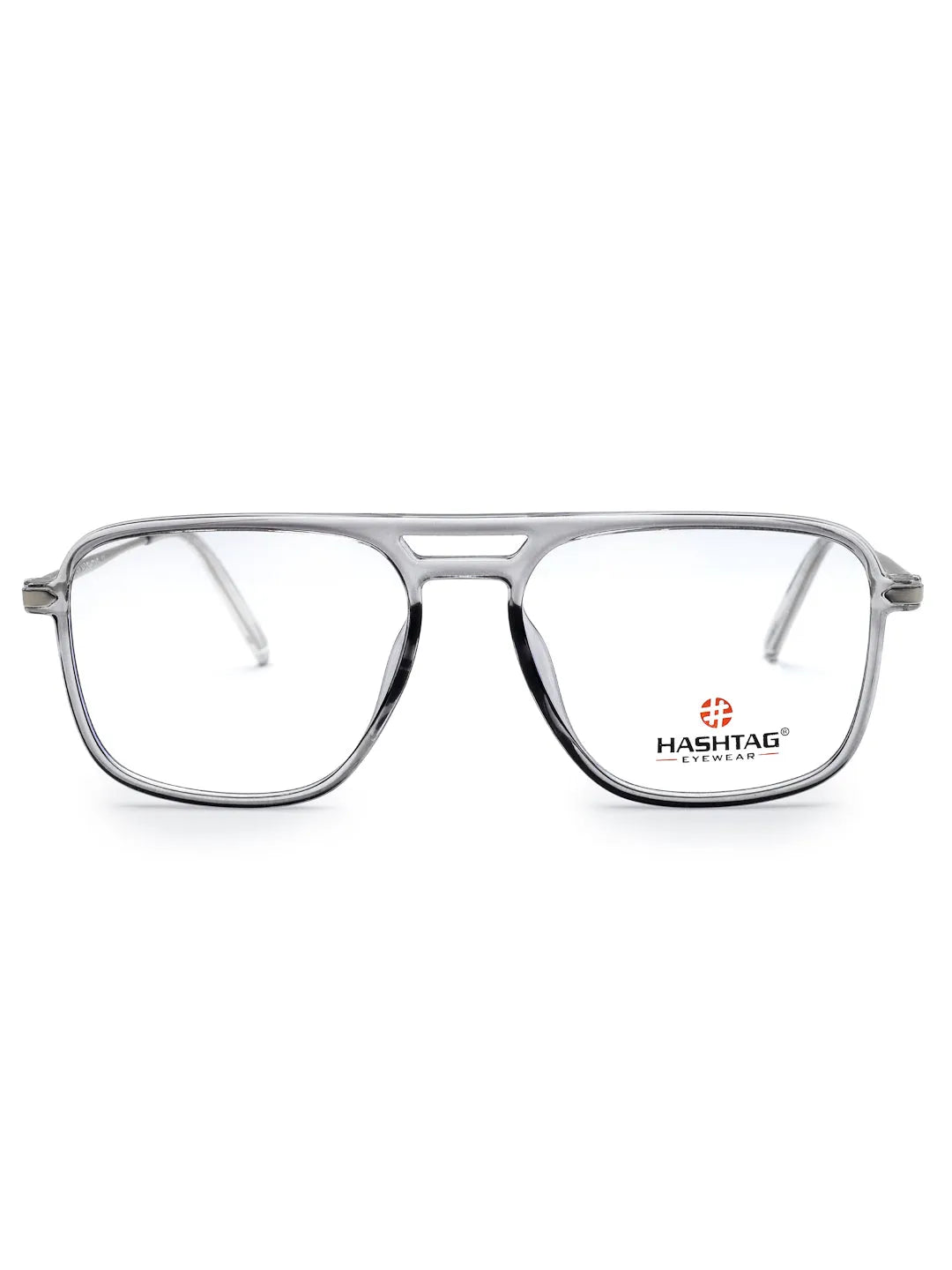 Radion | Smoke Medium Full Rim Square with Spring Hinges Eyeglasses for Men & Women [Demo Lens]