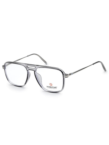 Radion | Smoke Medium Full Rim Square with Spring Hinges Eyeglasses for Men & Women [Demo Lens]
