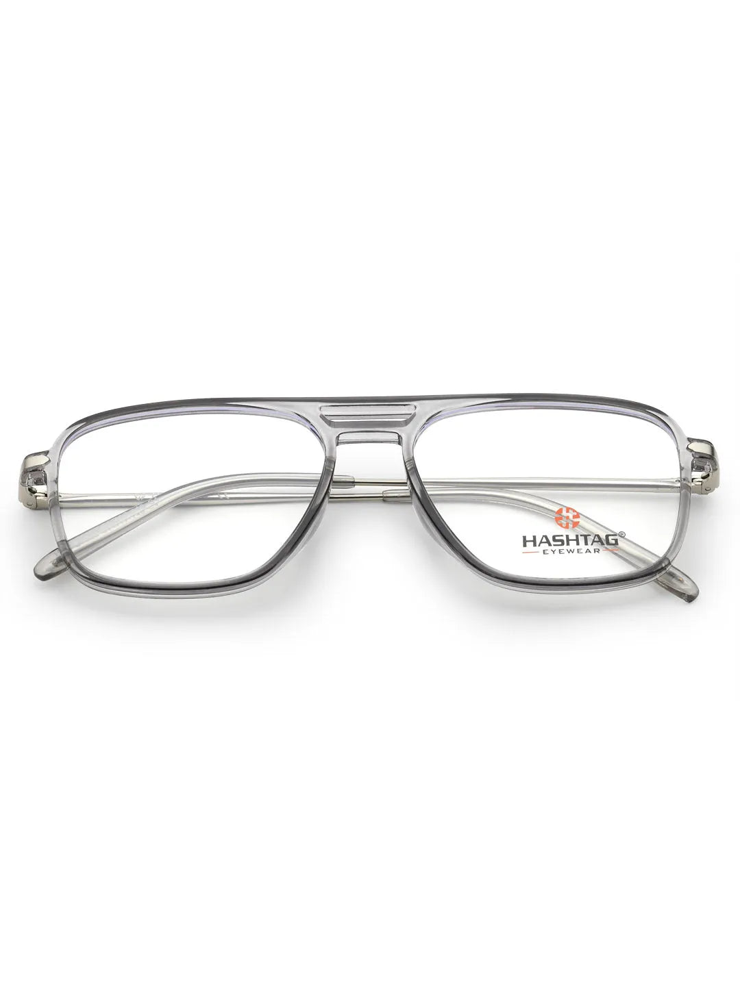 Radion | Smoke Medium Full Rim Square with Spring Hinges Eyeglasses for Men & Women [Demo Lens]