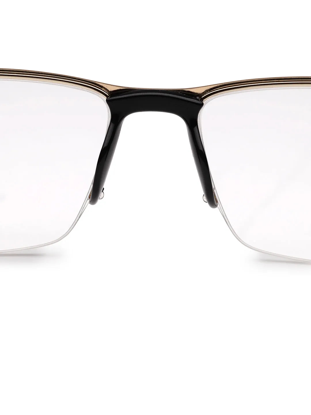 Ray-II | Golden Medium Half Rim Square Eyeglasses for Men & Women [Demo Lens]