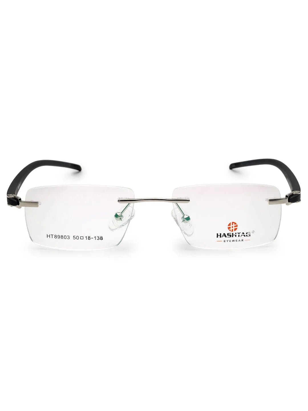 Thermo RM | Silver Medium Rim Less Square Eyeglasses for Men & Women [Demo Lens]