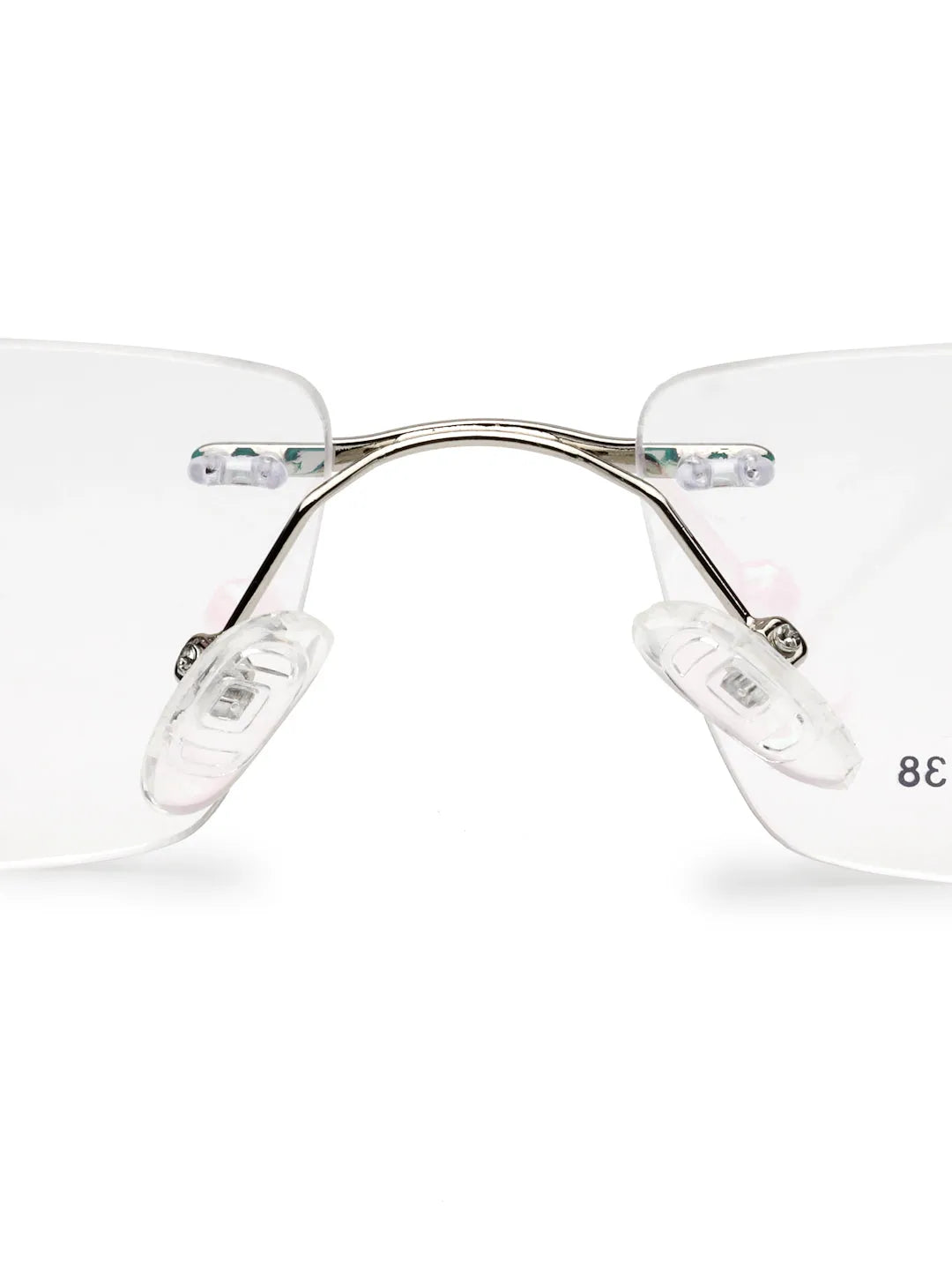 Thermo RM | Silver Medium Rim Less Square Eyeglasses for Men & Women [Demo Lens]