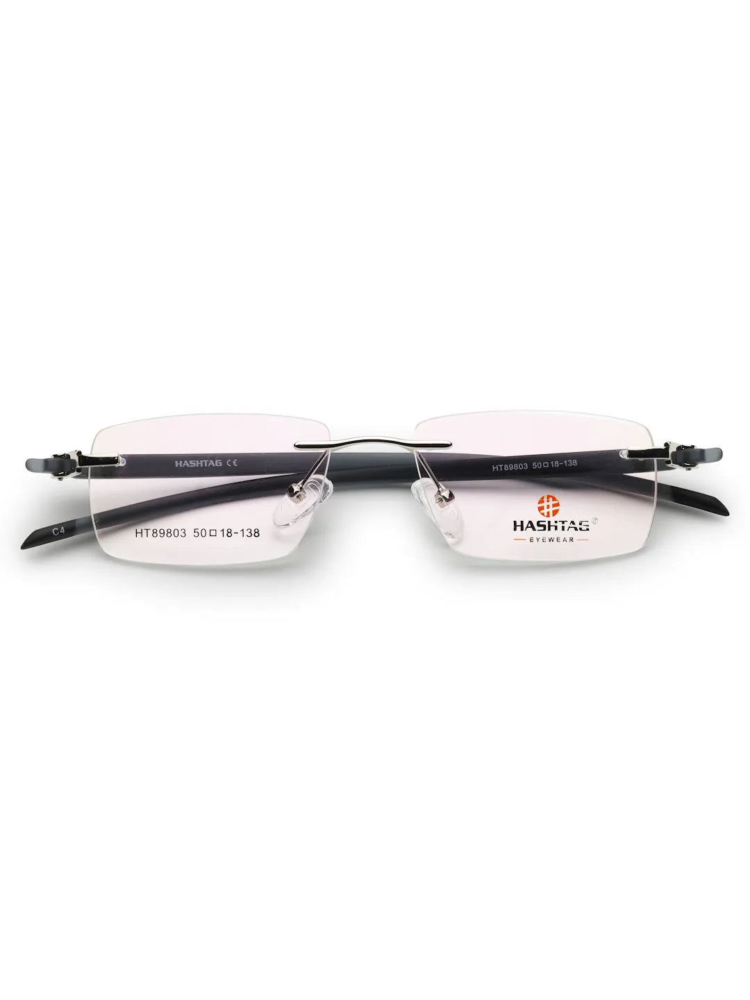 Thermo RM | Silver Medium Rim Less Square Eyeglasses for Men & Women [Demo Lens]