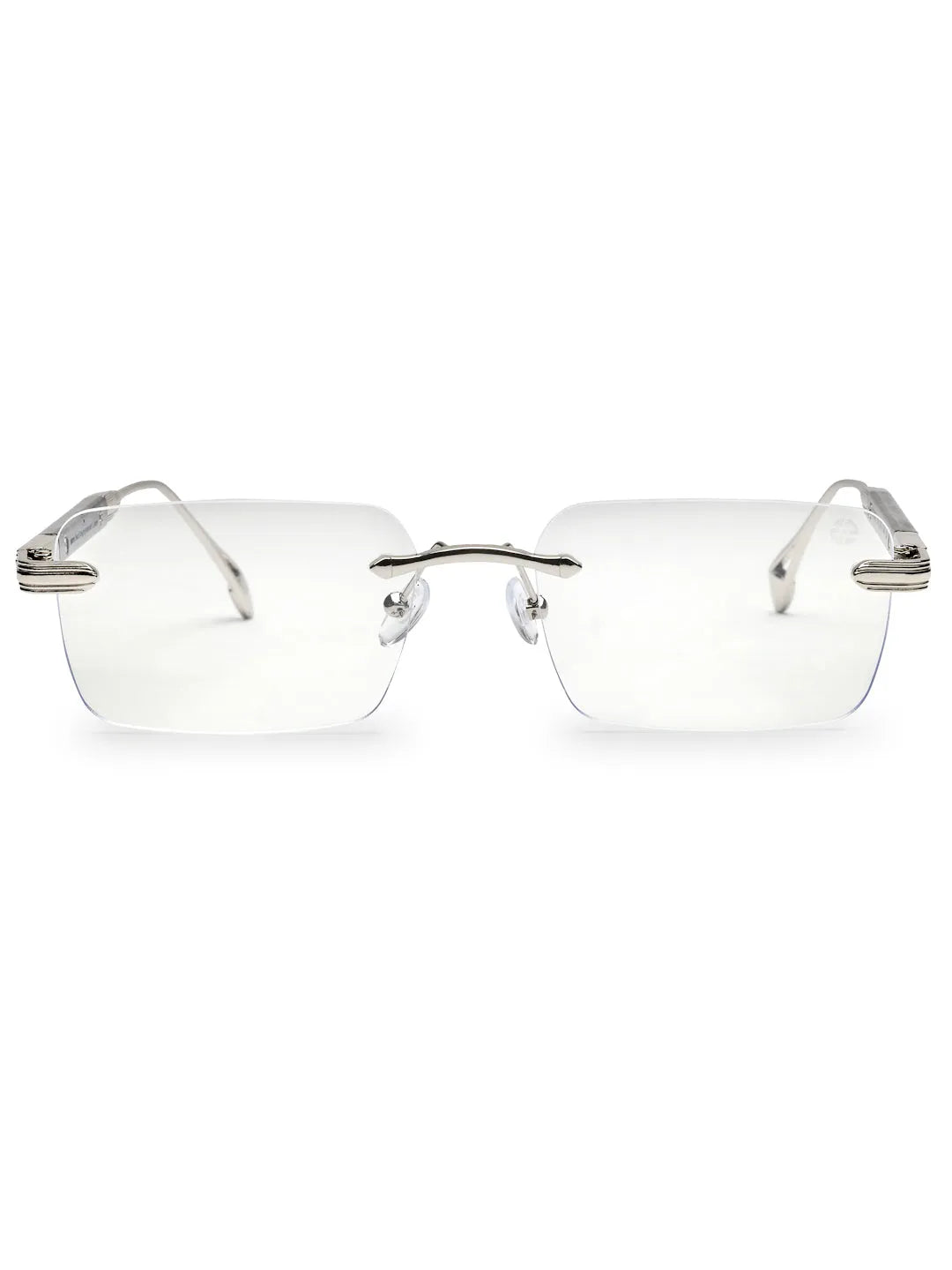 Veyra | Transparent Medium Rim Less Rectangle Eyeglasses for Men [UV-protected]