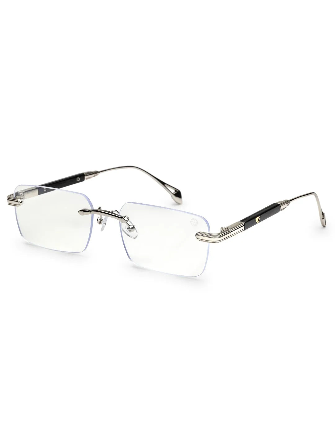 Veyra | Transparent Medium Rim Less Rectangle Eyeglasses for Men [UV-protected]