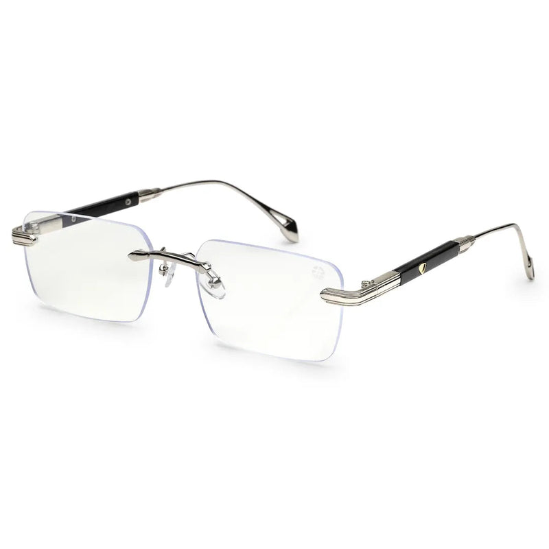 Veyra | Transparent Medium Rim Less Rectangle Eyeglasses for Men [UV-protected]