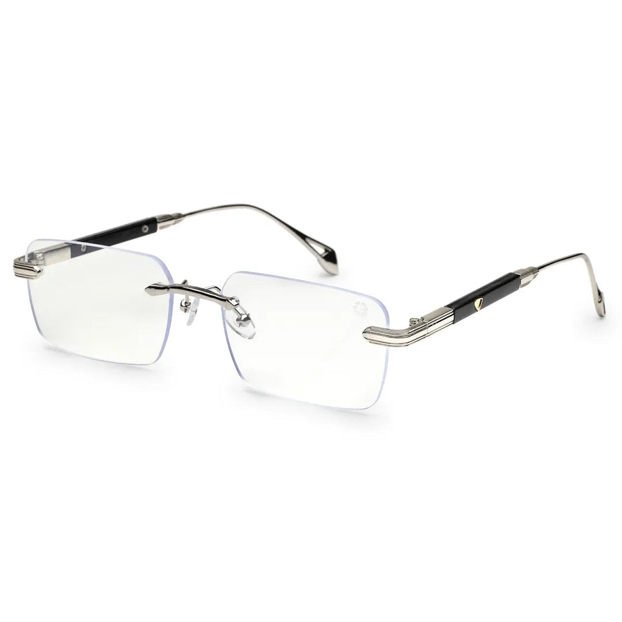 Veyra | Transparent Medium Rim Less Rectangle Eyeglasses for Men [UV-protected]
