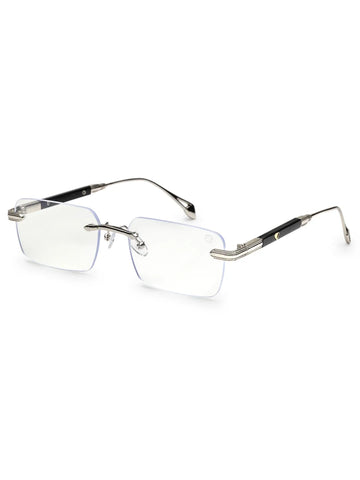 Veyra | Transparent Medium Rim Less Rectangle Eyeglasses for Men [UV-protected]